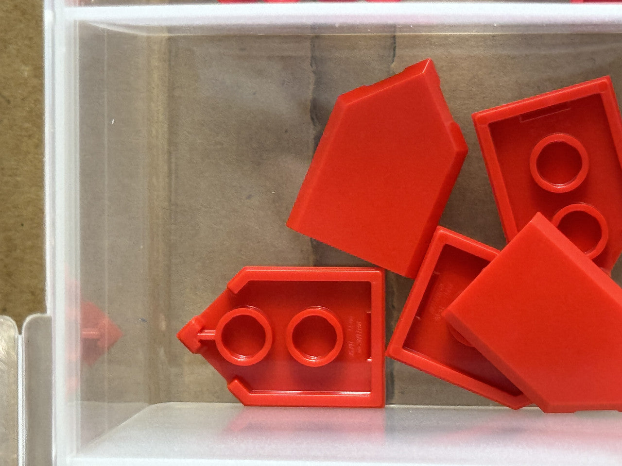 LEGO Parts - Red Tile, Modified 2 x 3 Pentagonal - No 22385 - QTY 5
