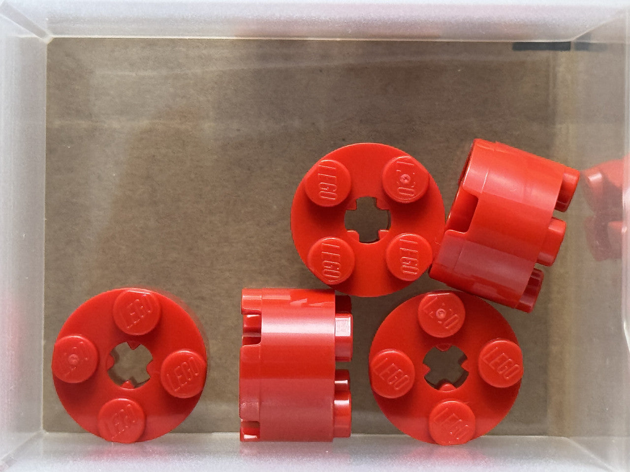 LEGO Parts - Red Brick, Round 2 x 2 with Axle Hole - No 3941 - QTY 5