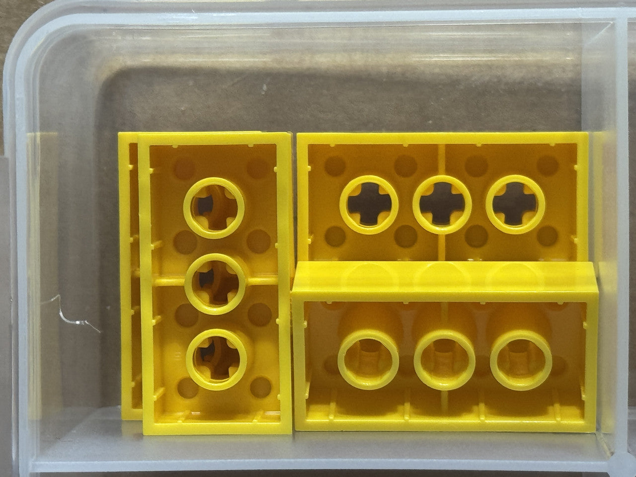 LEGO Parts - Yellow Technic, Brick 2 x 4 with 3 Axle Holes - No 39789 - QTY 5