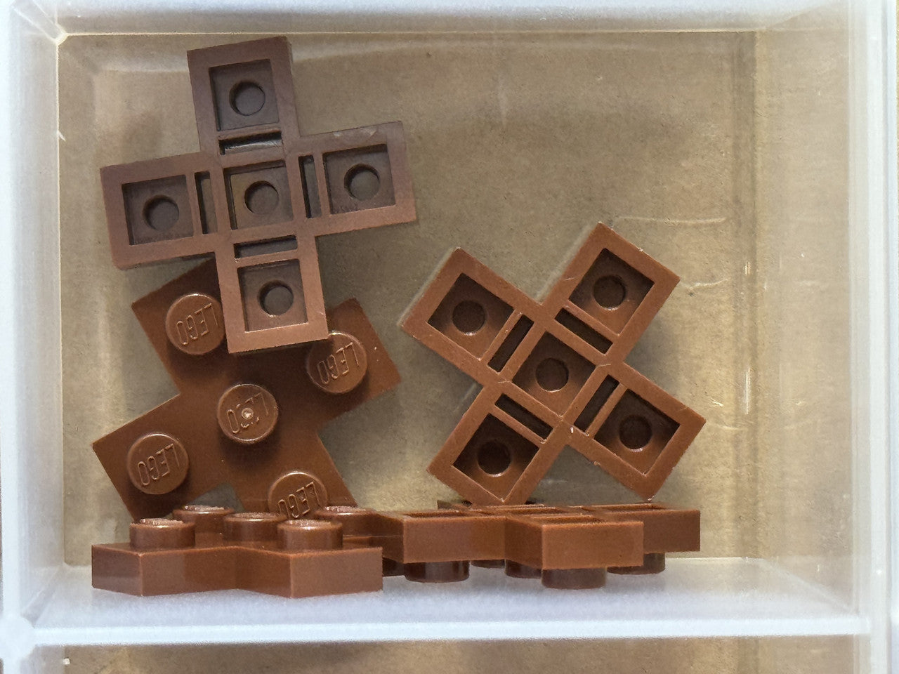 LEGO Parts - Reddish Brown Plate, Modified 3 x 3 Cross - No 15397 - QTY 5