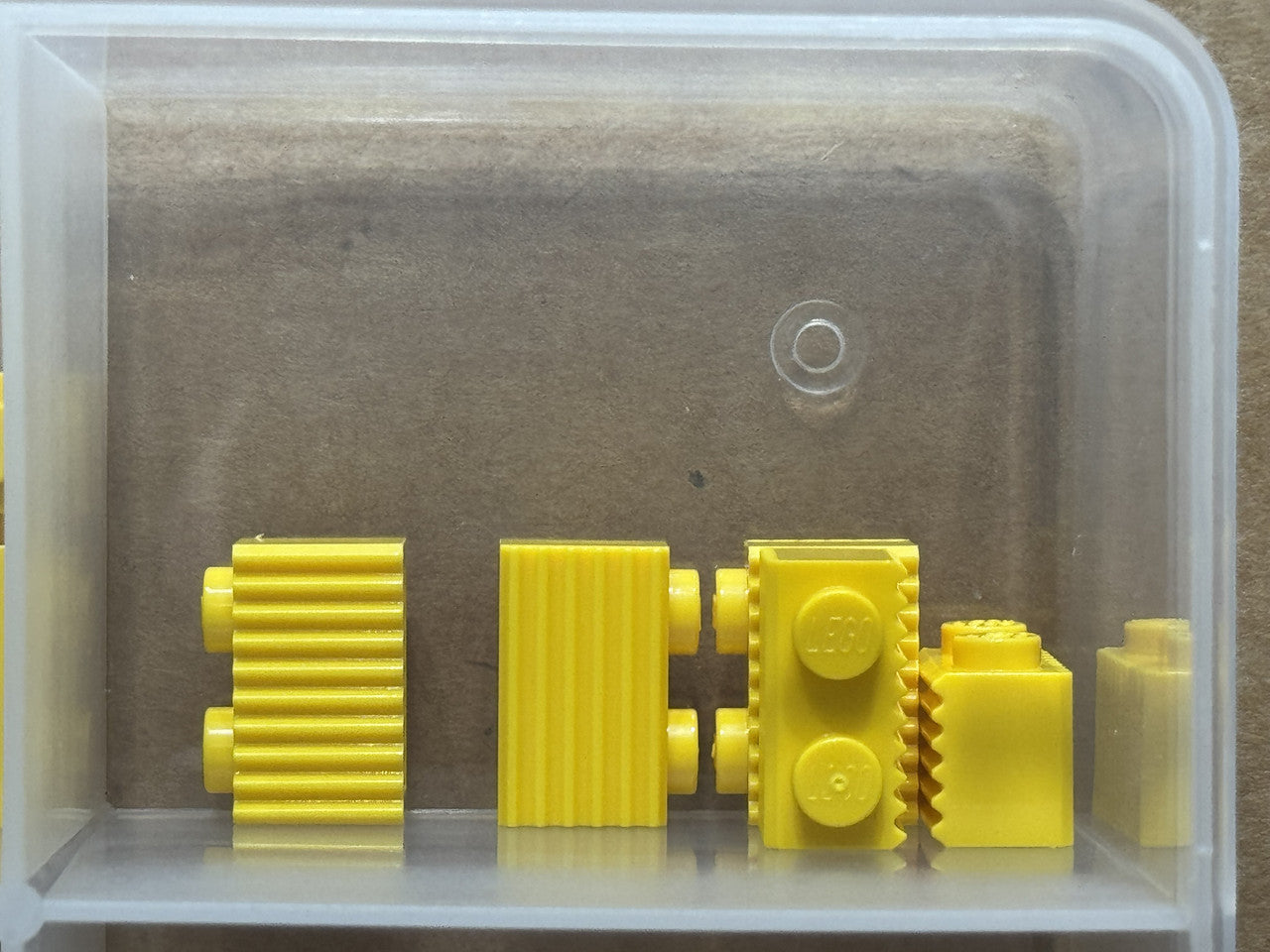 LEGO Parts - Yellow Brick 1 x 2 with Grille / Fluted Profile - No 2877 - QTY 5