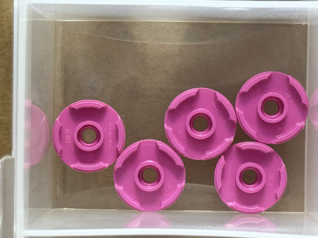 LEGO Parts - Dark Pink Tile, Round 2 x 2 with Open Stud - No 18674 - QTY 5