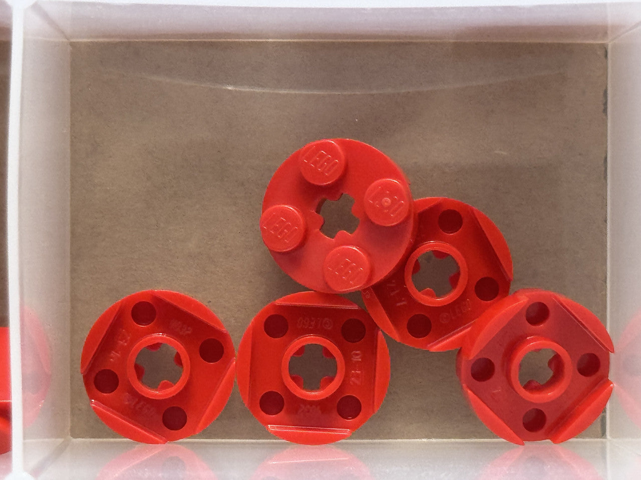 LEGO Parts - Red Plate, Round 2 x 2 with Axle Hole - No 4032 - QTY 5