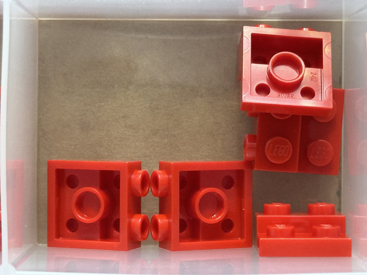 LEGO Parts - Red Plate 2 x 2 x 2/3 with 2 Studs on Side - No 99206 - QTY 5