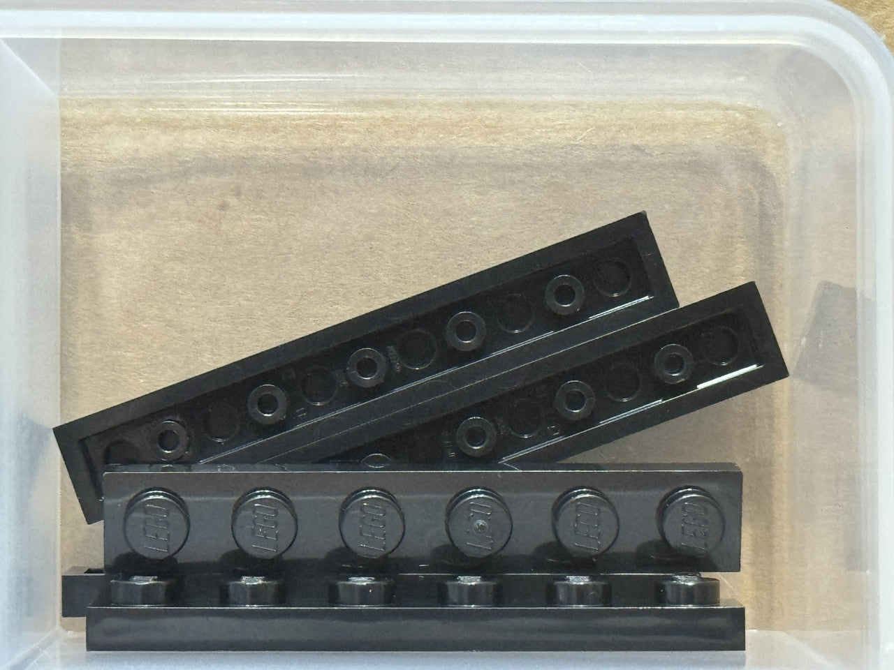 LEGO Parts - Black Plate 1 x 6 - No 3666 - QTY 5