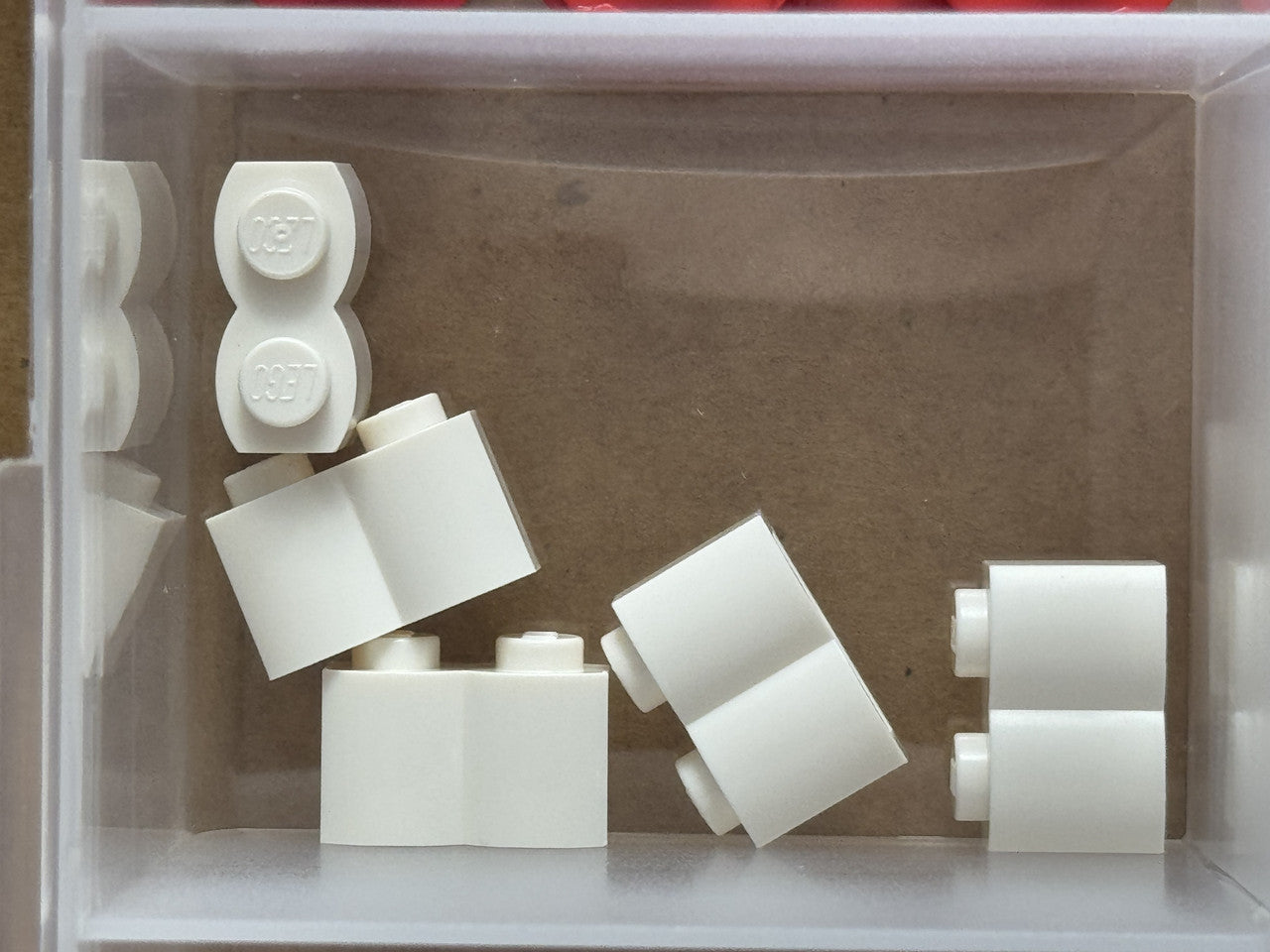 LEGO Parts - White Brick, Modified 1 x 2 with Log Profile - No 30136 - QTY 5