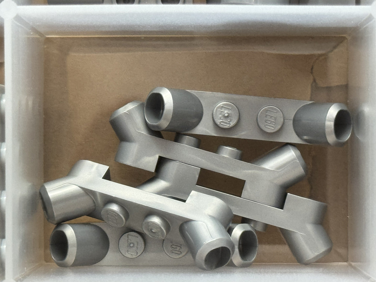 LEGO Parts - Flat Silver Plate 1 x 4 with Angled Tubes - No 61072 - QTY 5