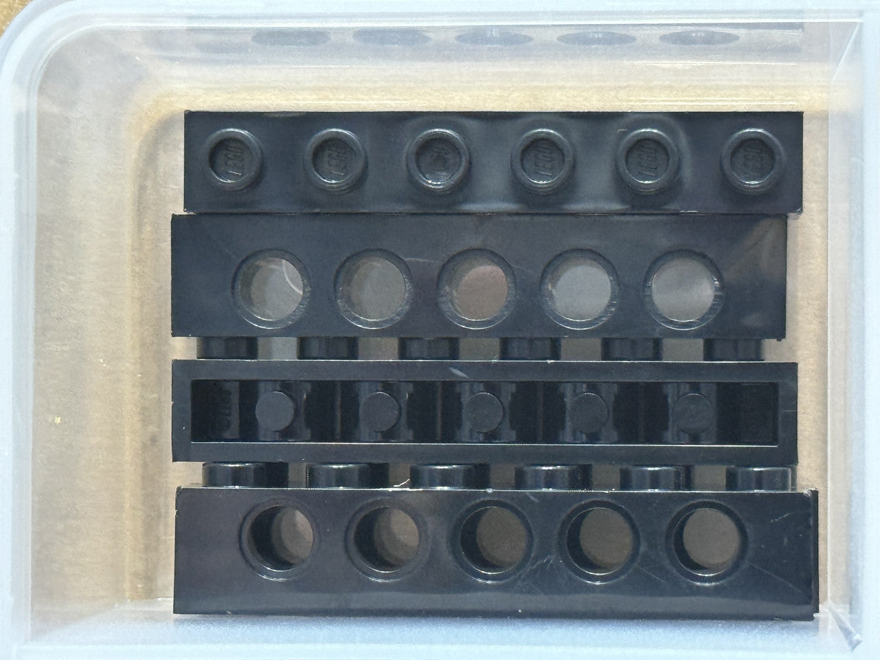 LEGO Parts - Black Technic, Brick 1 x 6 with Holes - No 3894 - QTY 5