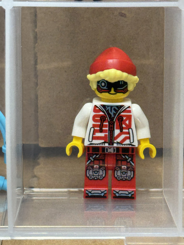LEGO Minifigure - Cooper - Black Visor White Hoodie Red Legs - No drm069 - QTY 1