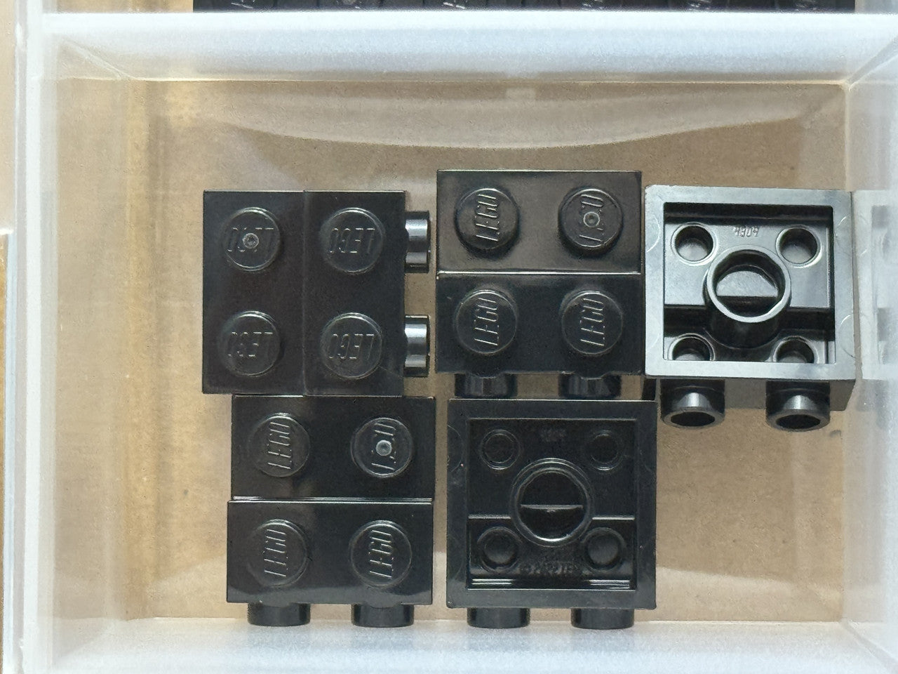 LEGO Parts - Black Plate 2 x 2 x 2/3 with 2 Studs on Side - No 4304 - QTY 5