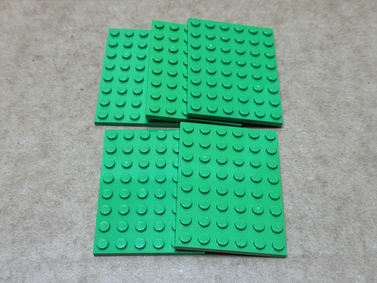 LEGO Parts - Bright Green Plate 6 x 8 - No 3036 - QTY 5