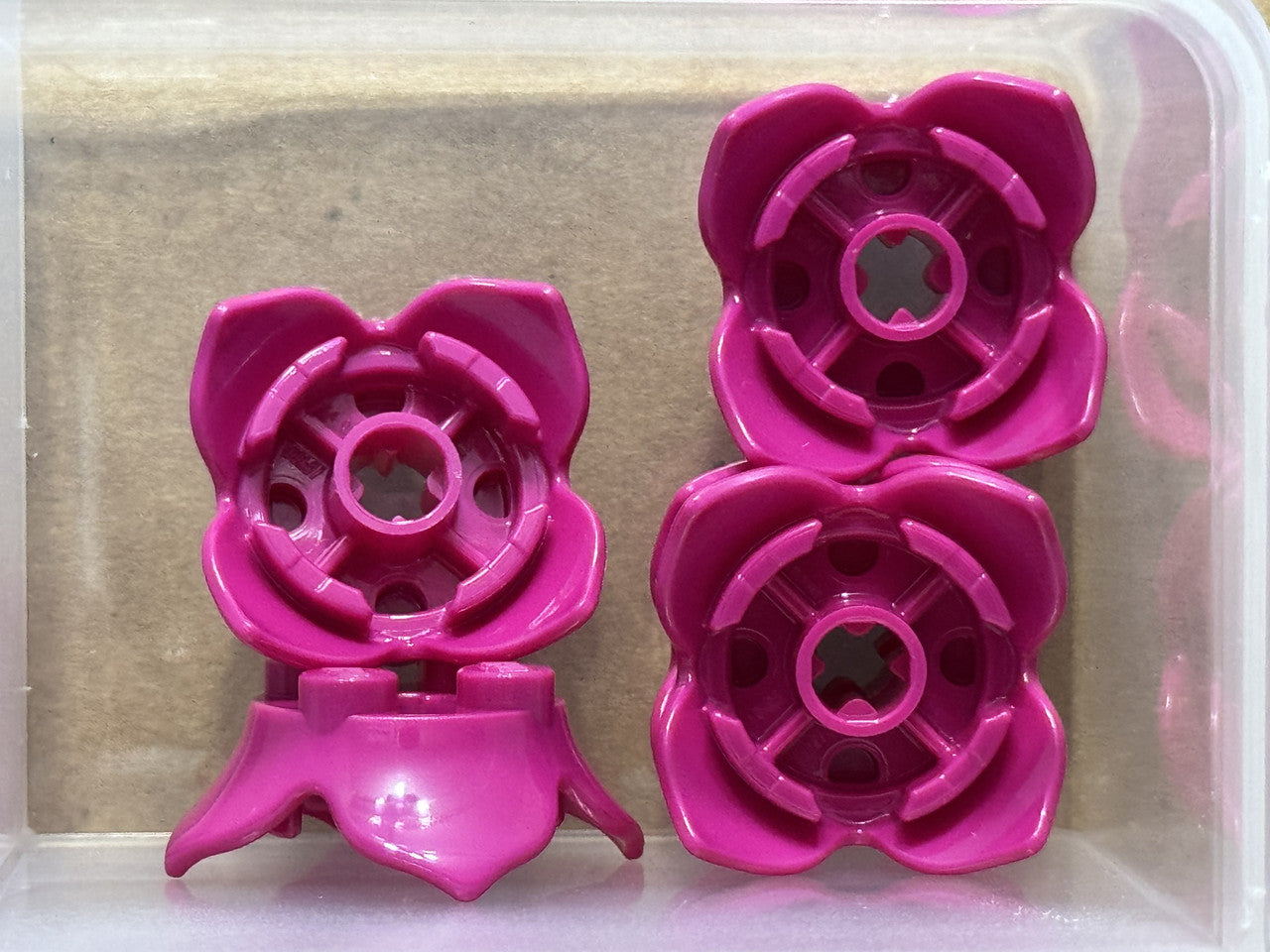 LEGO Parts - Magenta Plant Leaves 2 x 2 4 Petals Axle Hole - No 15469 - QTY 5