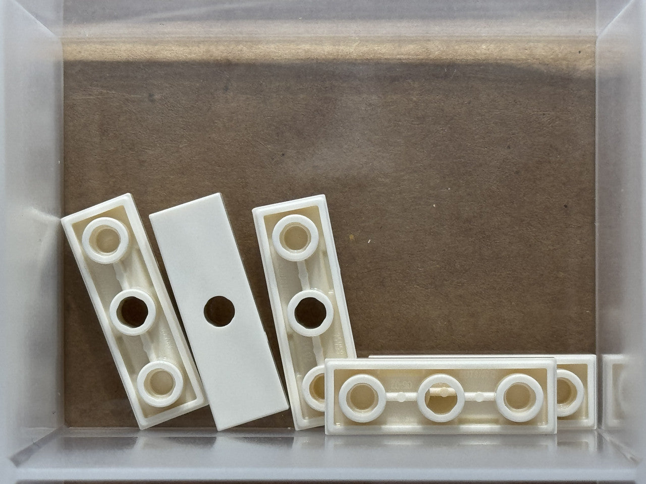 LEGO Parts - White Tile, Modified 1 x 3 Inverted with Hole - No 35459 - QTY 5