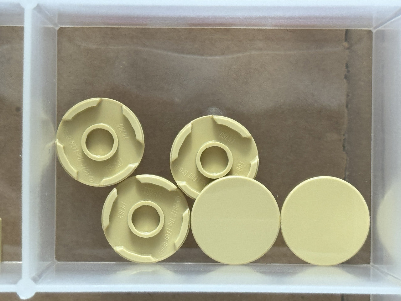 LEGO Parts - Tan Tile, Round 2 x 2 with Bottom Stud Holder - No 14769 - QTY 5