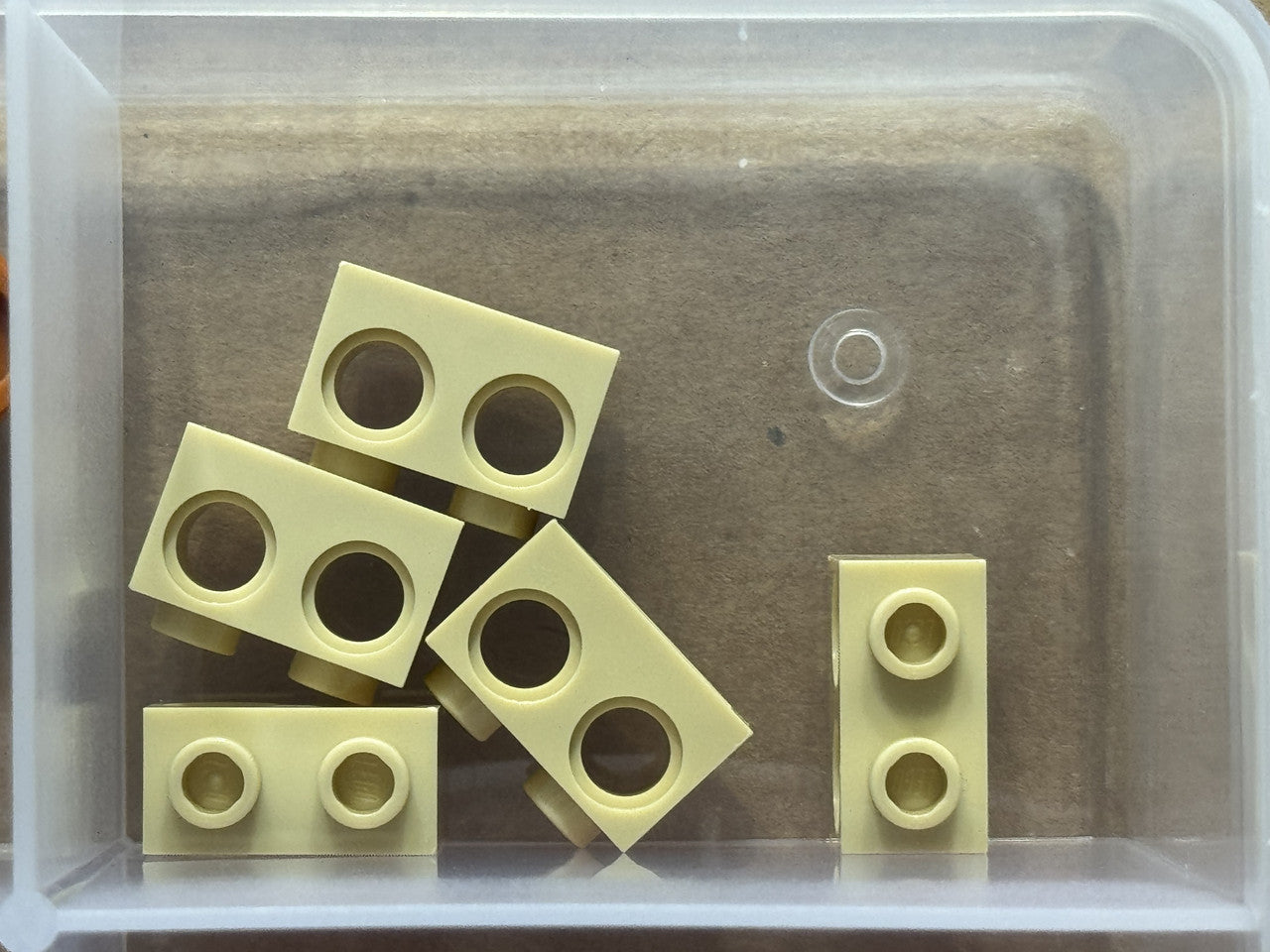 LEGO Parts - Tan Technic, Brick 1 x 2 with Holes - No 32000 - QTY 5