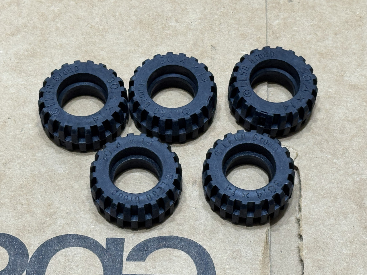LEGO Parts - Black Tire 30.4mm D. x 14mm - Offset Tread - No 92402 - QTY 5