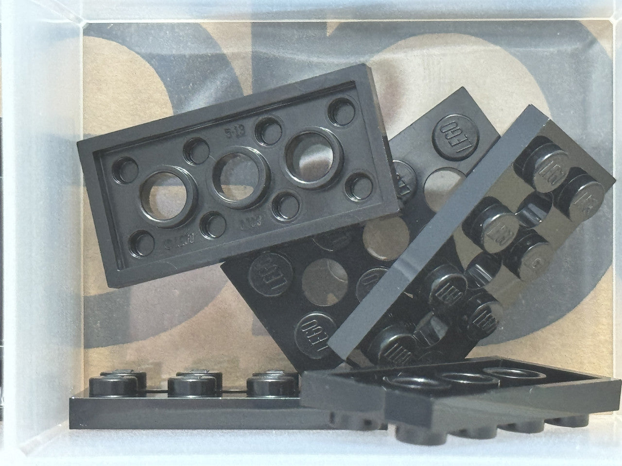 LEGO Parts - Black Technic, Plate 2 x 4 with 3 Holes - No 3709 - QTY 5