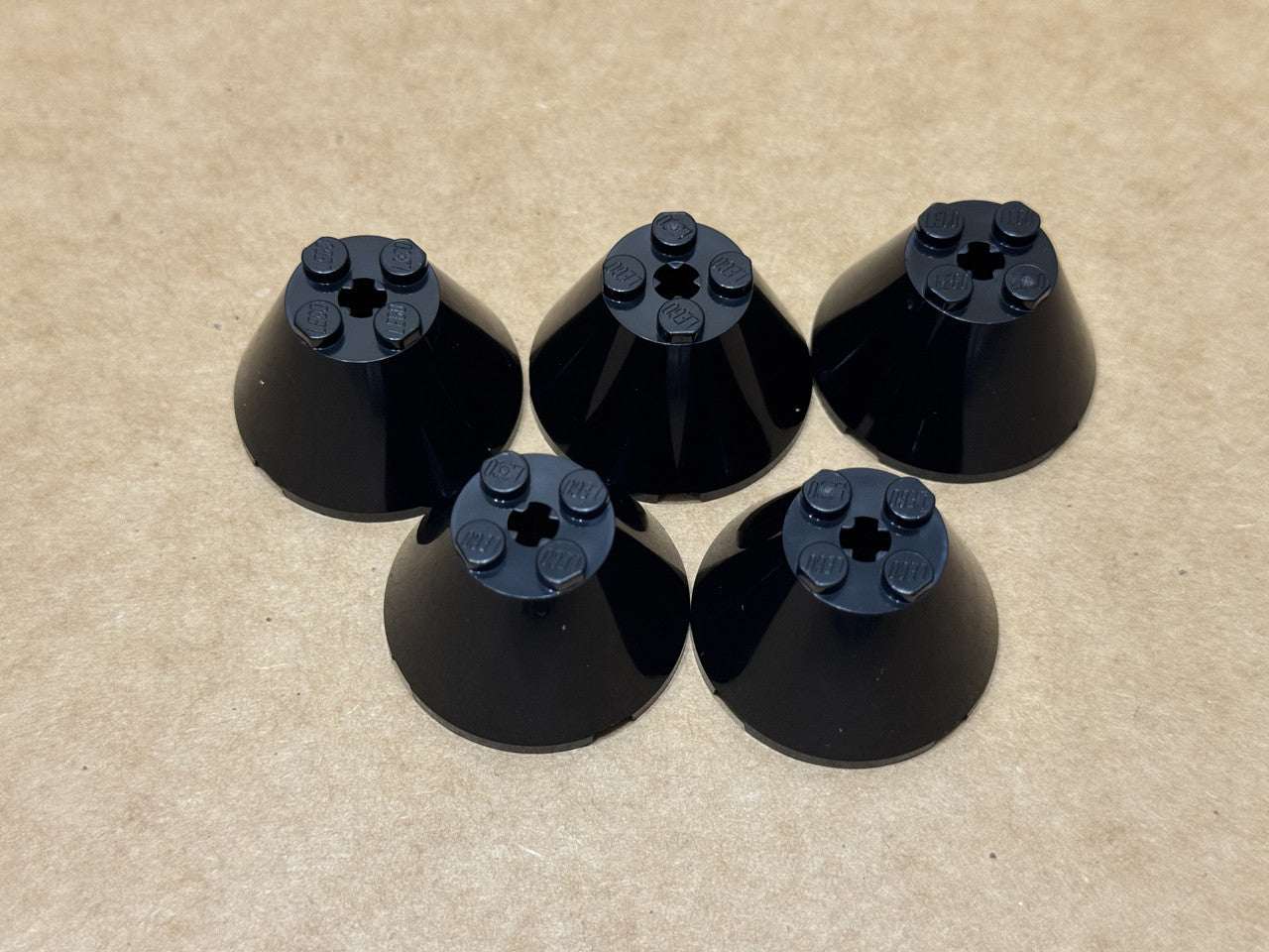 LEGO Parts - Black Cone 4 x 4 x 2 with Axle Hole - No 3943b - QTY 5