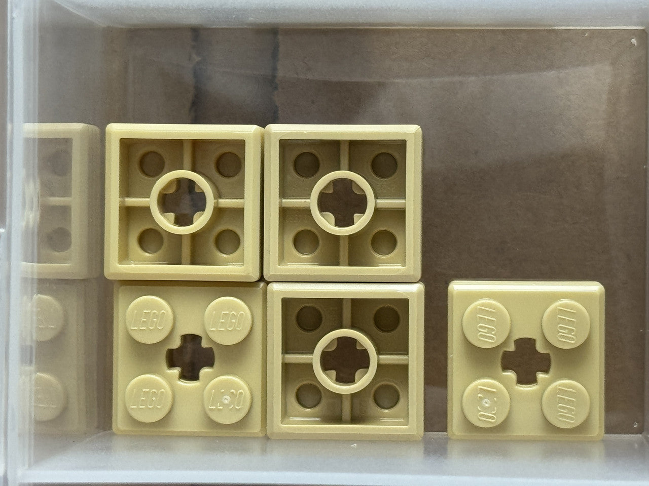 LEGO Parts - Tan Brick 2 x 2 x 2/3 Ribbed with Axle Hole - No 71752 - QTY 5