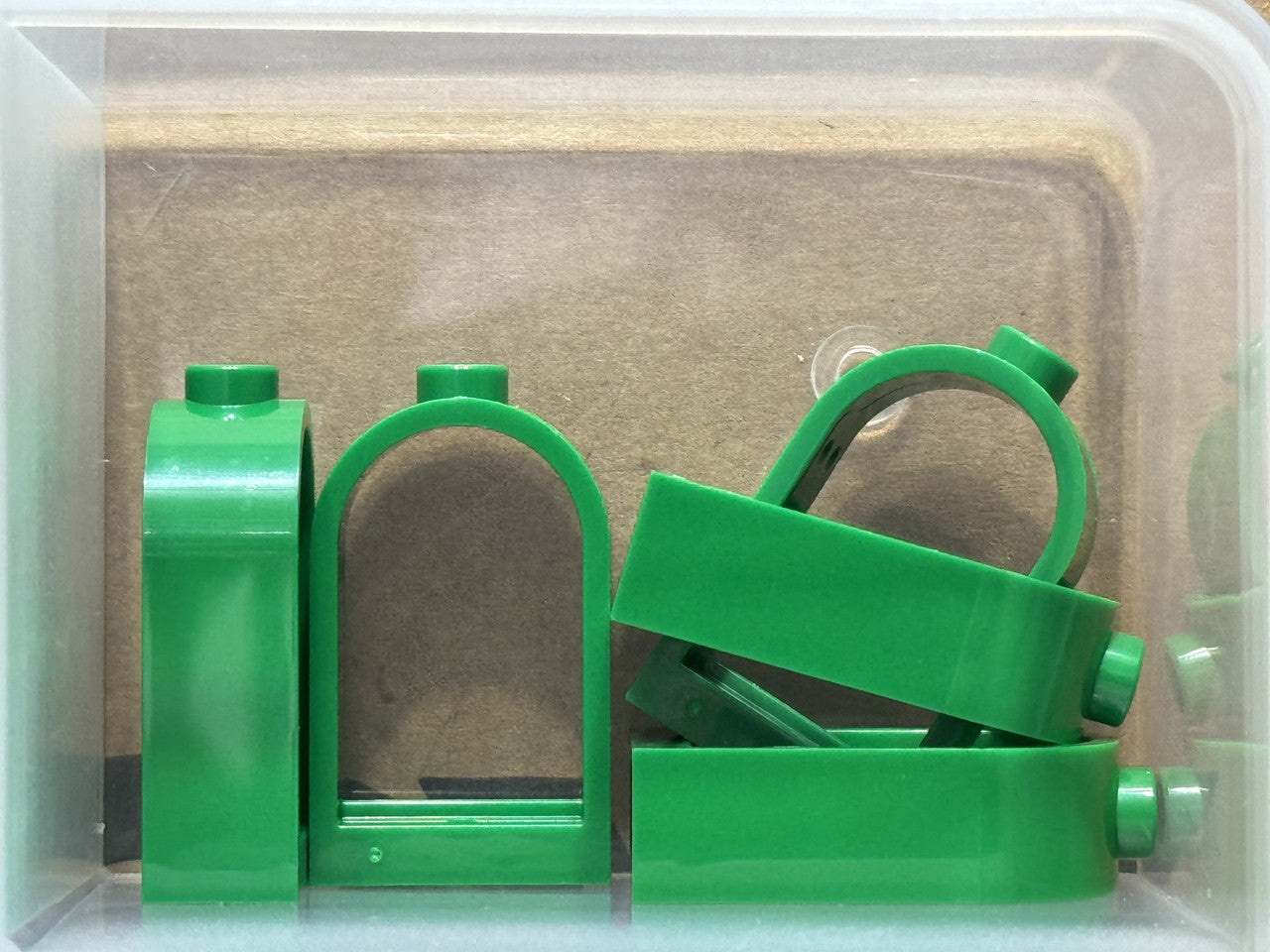 LEGO Parts - Green Window 1 x 2 x 2 2/3 with Rounded Top - No 30044 - QTY 5