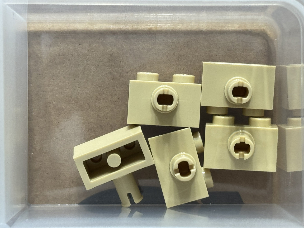 LEGO Parts - Tan Brick, Modified 1 x 2 with Pin - No 2458 - QTY 5