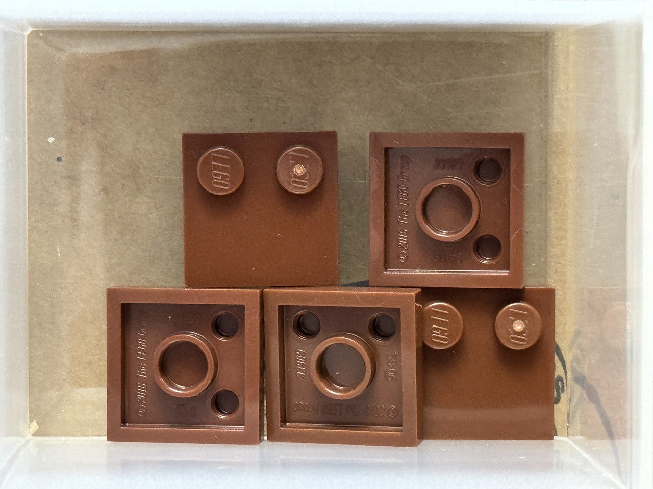 LEGO Parts - Reddish Brown Tile 2 x 2 with Studs on Edge - No 33909 - QTY 5