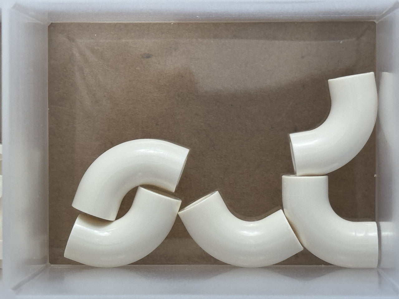 LEGO Parts - White Brick, Round Tube 1 x 1 d. 90 degrees - No 25214 - QTY 5