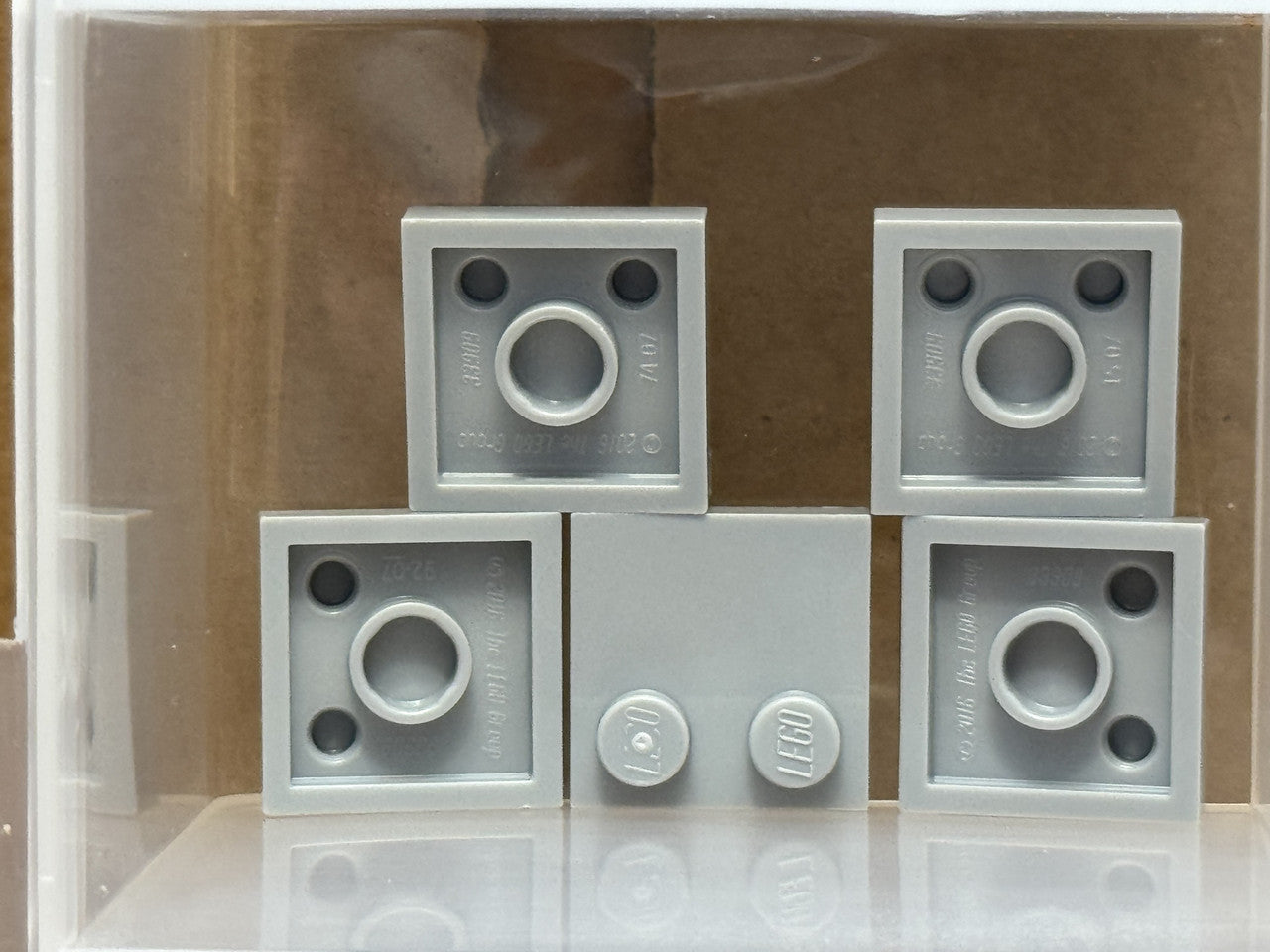 LEGO Parts - Light Bluish Gray Tile 2 x 2 with Studs on Edge - No 33909 - QTY 5