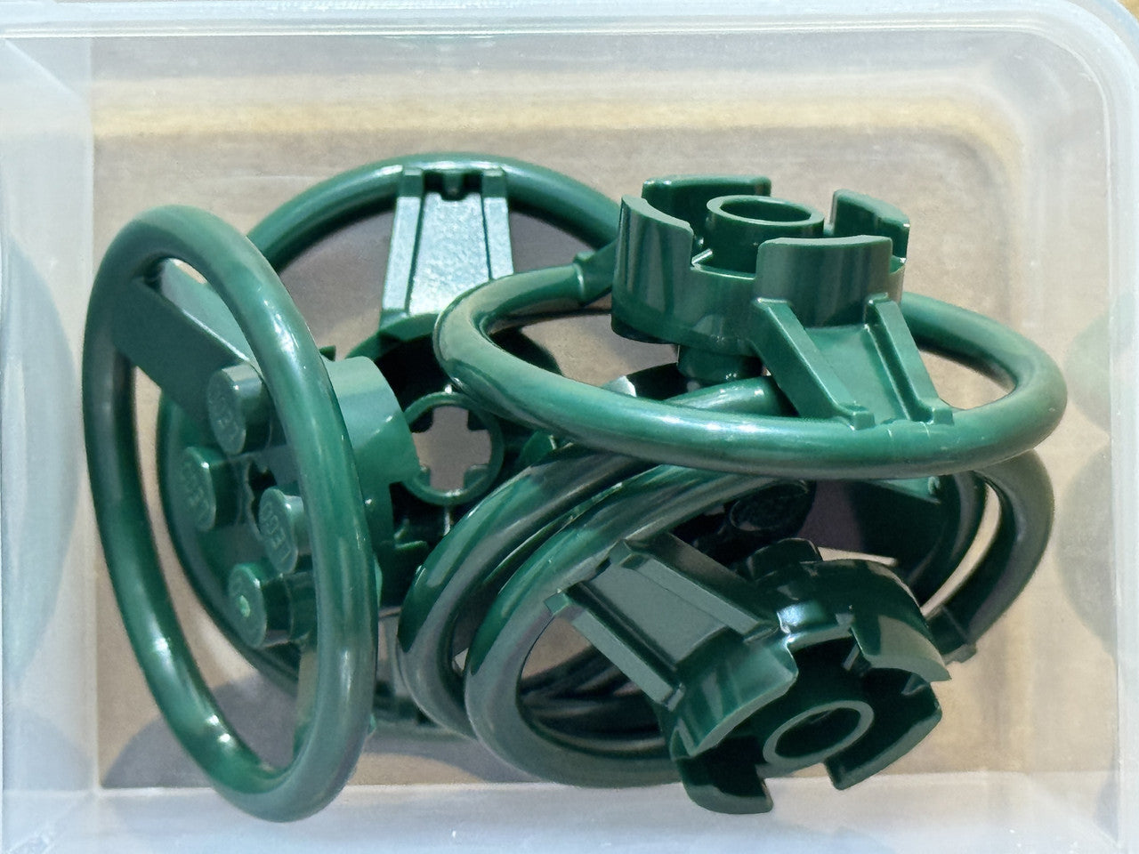 LEGO Parts - Dark Green Vehicle, Steering Wheel 2 x 2 - No 67811 - QTY 5