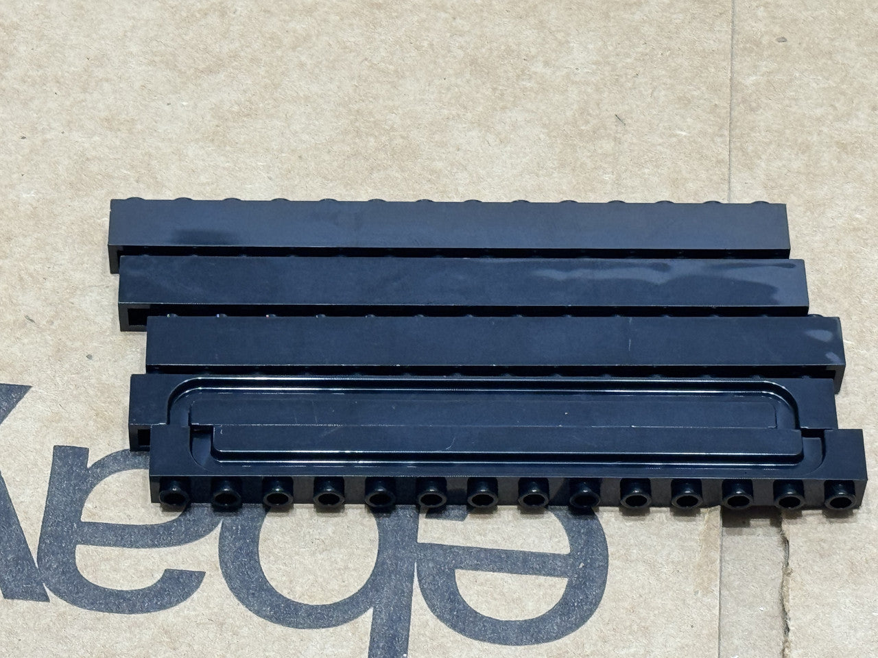 LEGO Parts - Black Brick, Modified 1 x 14 with Channel - No 4217 - QTY 5