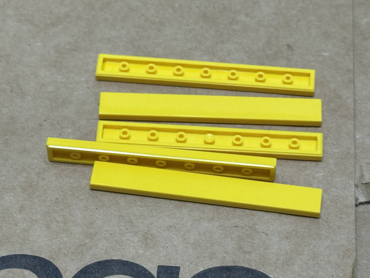 LEGO Parts - Yellow Tile 1 x 8 - No 4162 - QTY 5