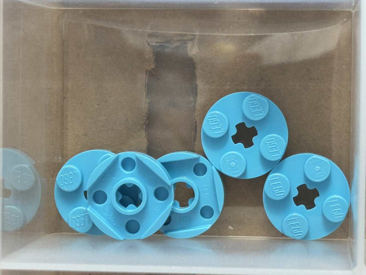 LEGO Parts - Medium Azure Plate, Round 2 x 2 with Axle Hole - No 4032 - QTY 5
