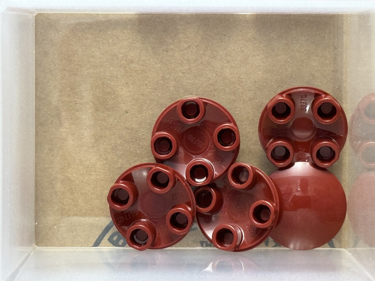 LEGO Parts - Dark Red Plate, Round 2 x 2 (Boat Stud) - No 2654 - QTY 5