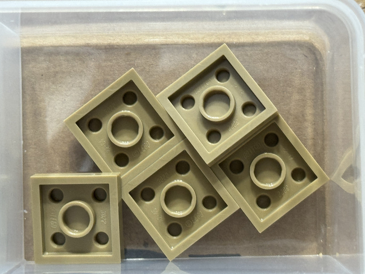 LEGO Parts - Dark Tan Plate 2 x 2 - No 3022 - QTY 5
