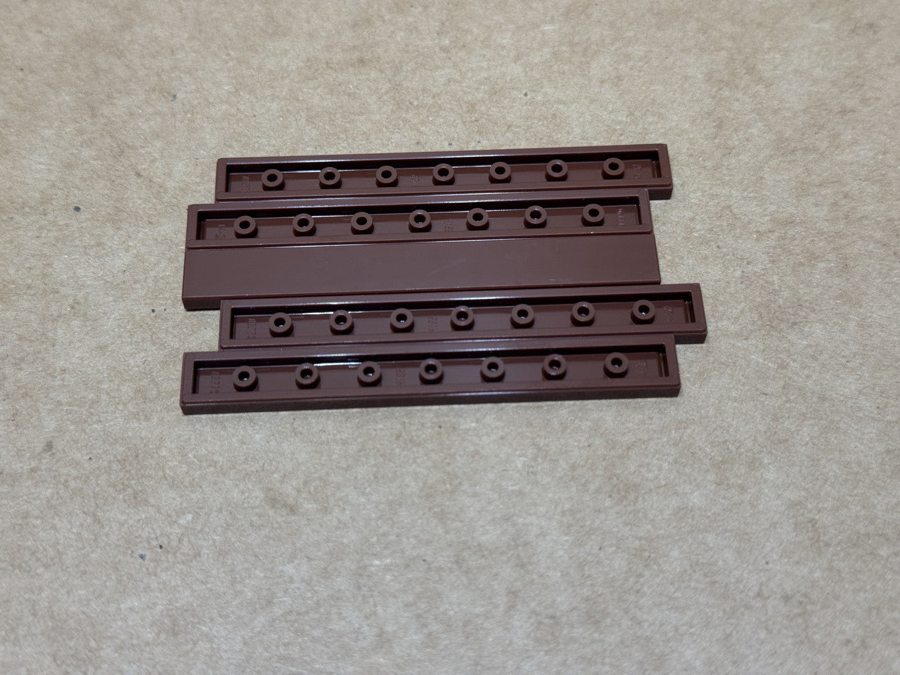 LEGO Parts - Reddish Brown Tile 1 x 8 - No 4162 - QTY 5
