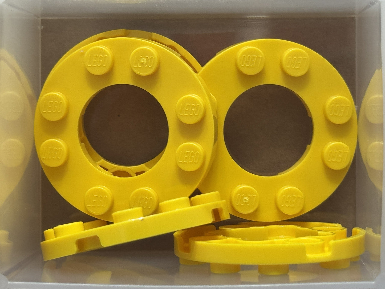 LEGO Parts - Yellow Plate Round 4 x 4 2 x 2 Round Open Center - No 11833 - QTY 5