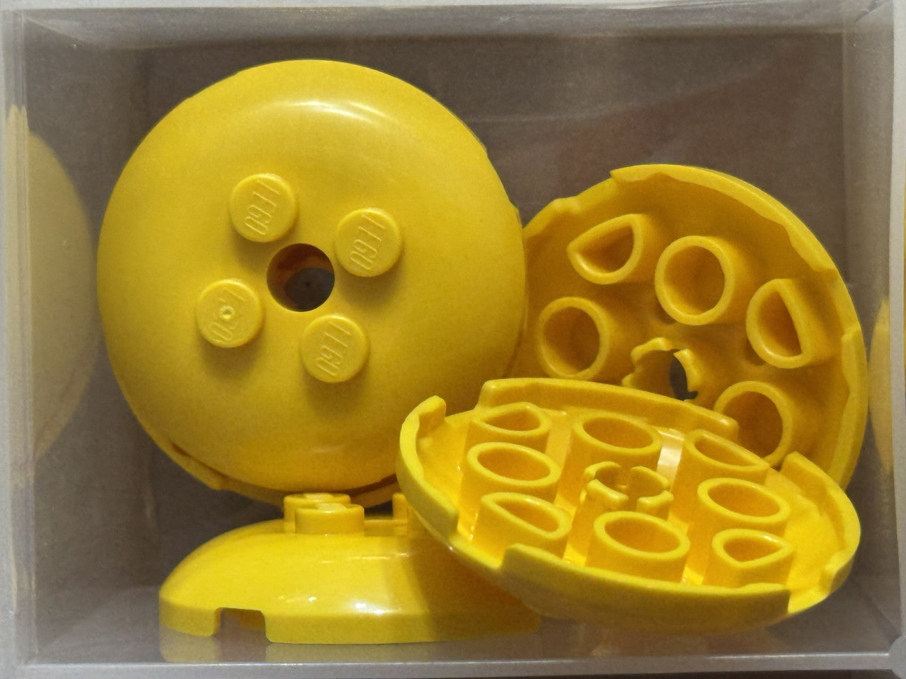 LEGO Parts - Yellow Brick, Round 4 x 4 x 2/3 Dome Top Hole - No 65138 - QTY 5