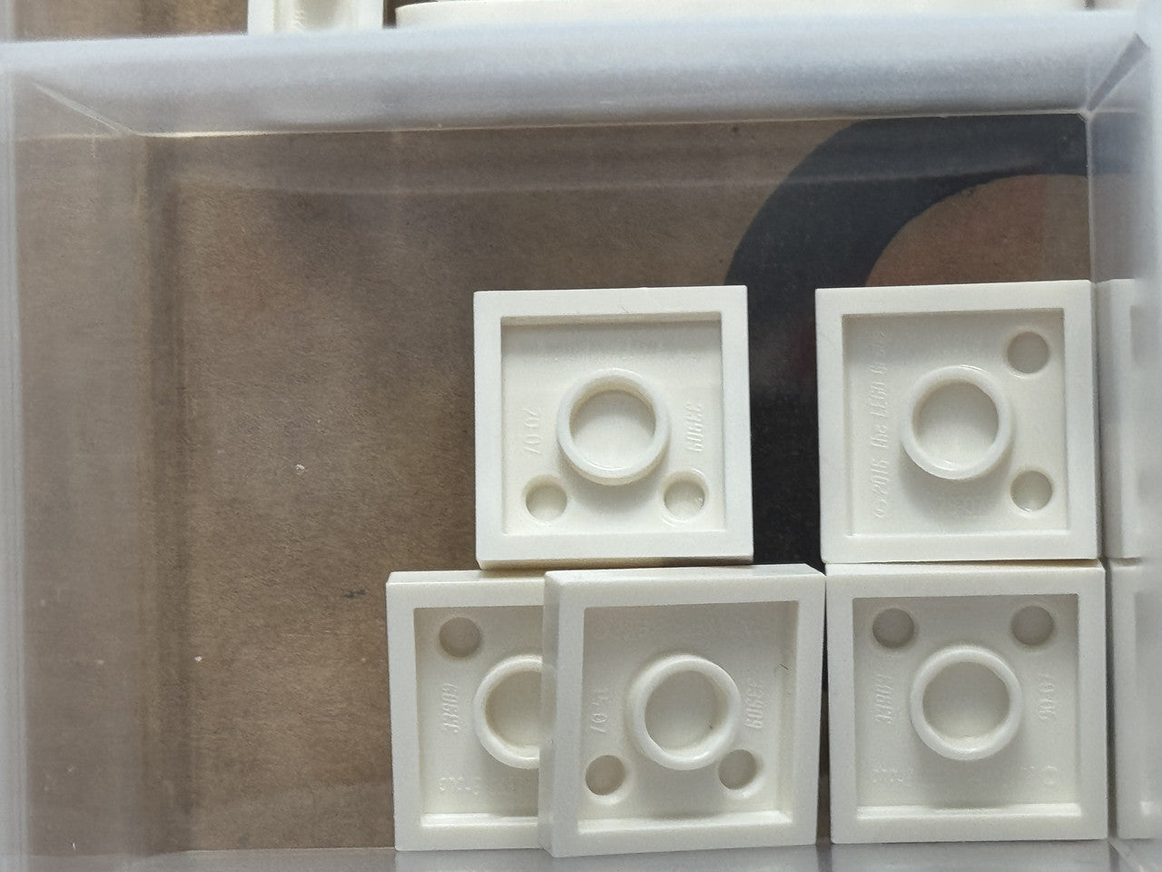 LEGO Parts - White Tile, Modified 2 x 2 with Studs on Edge - No 33909 - QTY 5