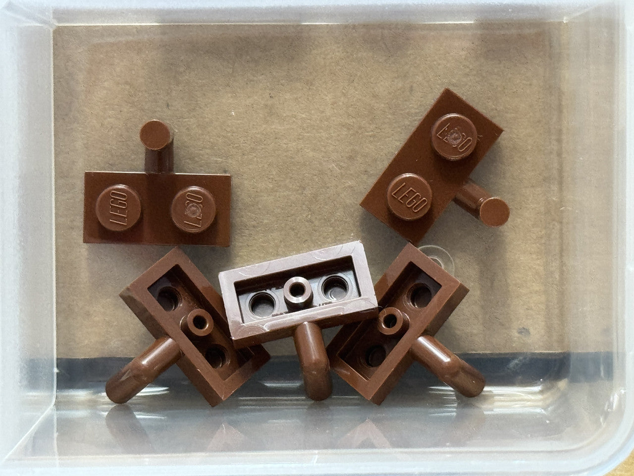 LEGO Parts - Reddish Brown Plate 1 x 2 with Bar Arm Up - No 4623b - QTY 5
