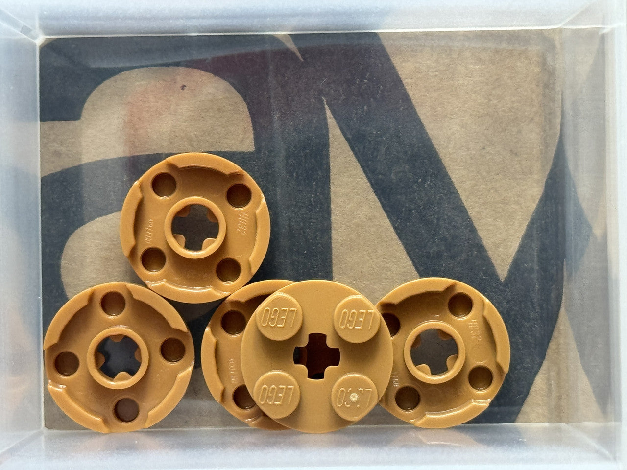 LEGO Parts - Medium Nougat Plate, Round 2 x 2 with Axle Hole - No 4032 - QTY 5