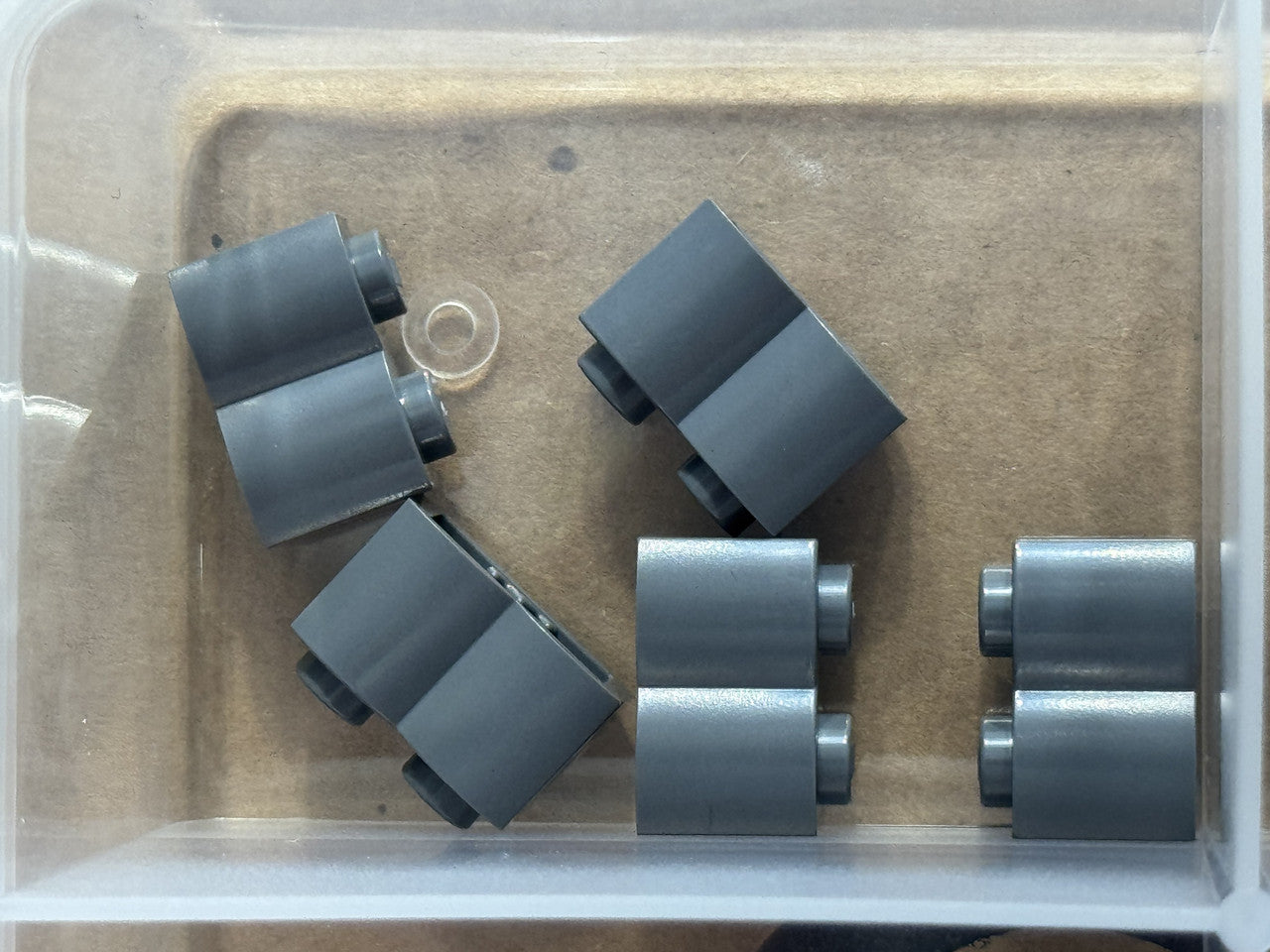LEGO Parts - Dark Bluish Gray Brick 1 x 2 with Log Profile - No 30136 - QTY 5
