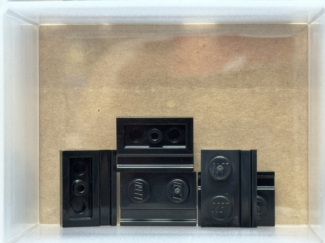 LEGO Parts - Black Plate, Modified 1 x 2 with Door Rail - No 32028 - QTY 5