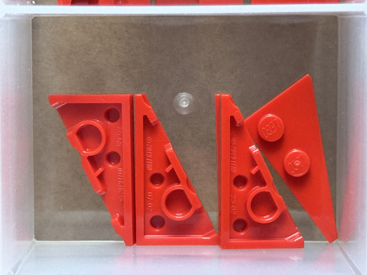 LEGO Parts - Red Wedge, Plate 4 x 2 Left, Pointed - No 65429 - QTY 5