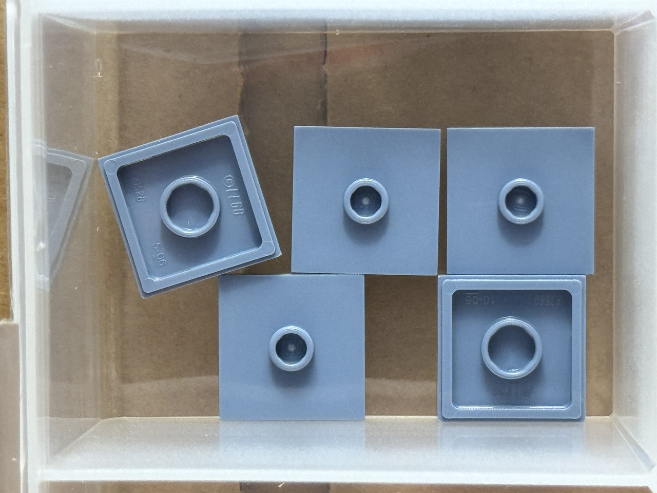LEGO Parts - Sand Blue Plate 2 x 2 1 Stud in Center (Jumper) - No 87580 - QTY 5