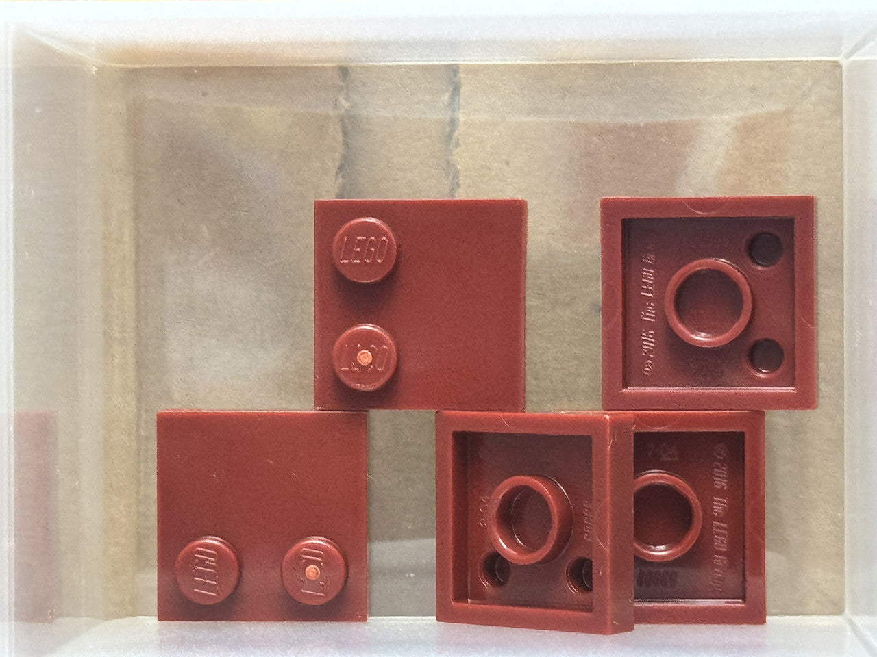 LEGO Parts - Dark Red Tile, Modified 2 x 2 with Studs on Edge - No 33909 - QTY 5