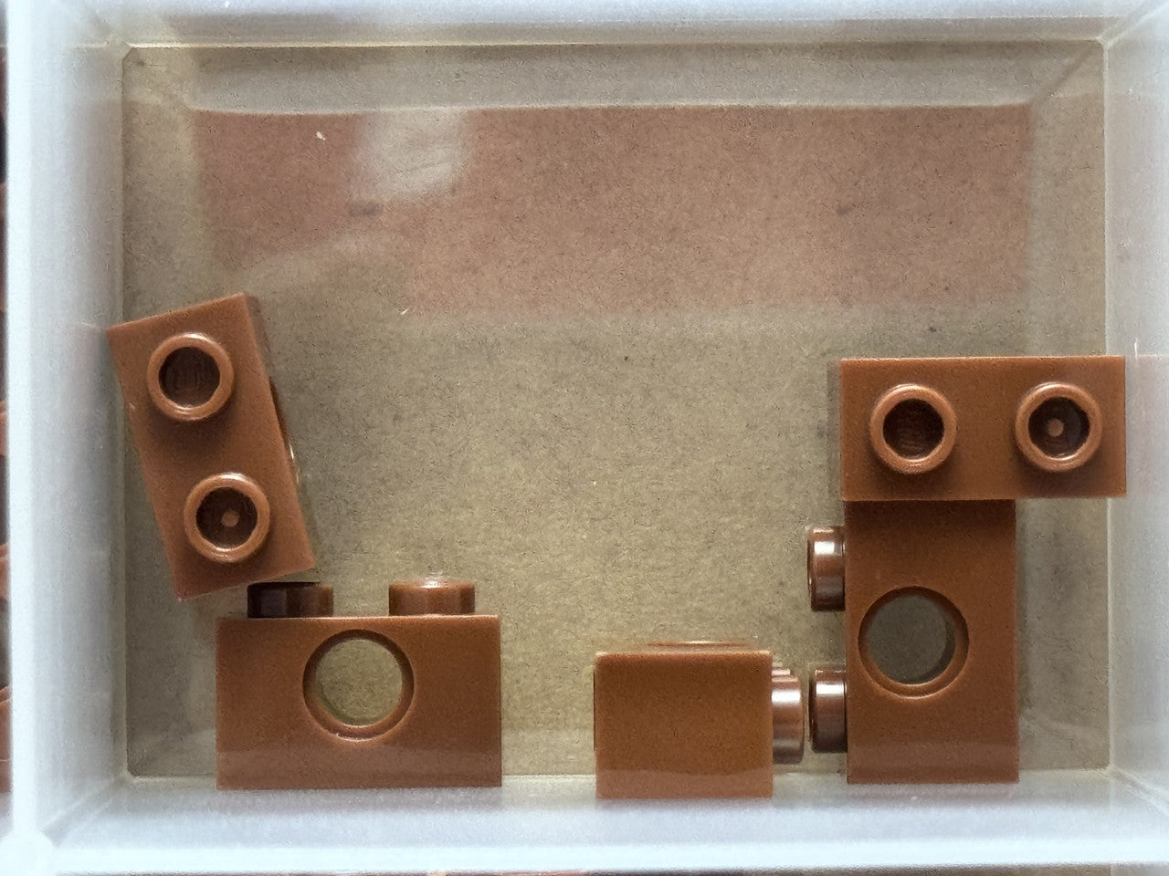 LEGO Parts - Reddish Brown Technic, Brick 1 x 2 with Hole - No 3700 - QTY 5
