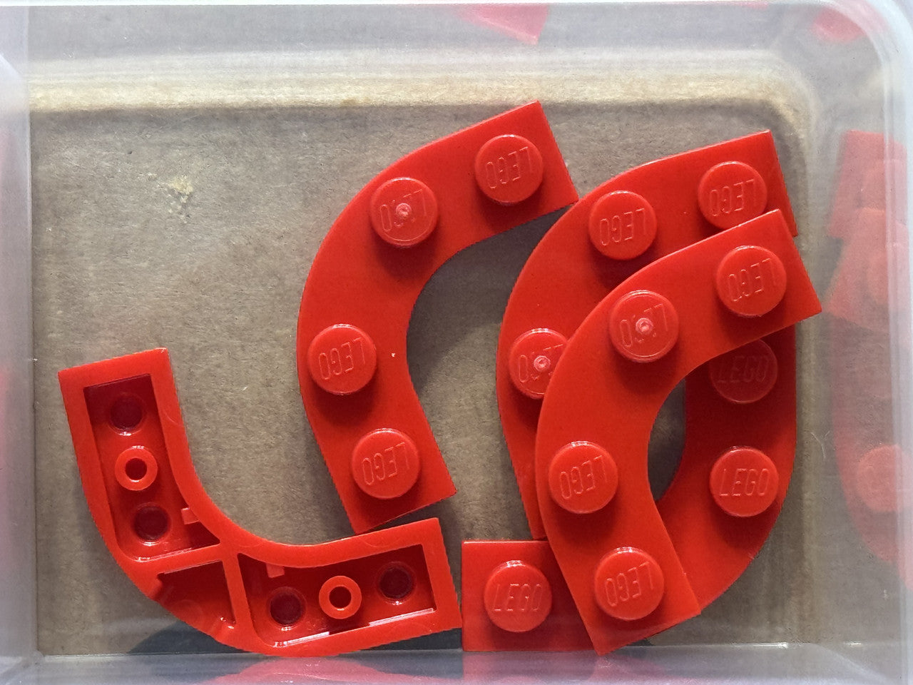 LEGO Parts - Red Plate Round Corner 3 x 3 2 x 2 Curved Cutout - No 68568 - QTY 5