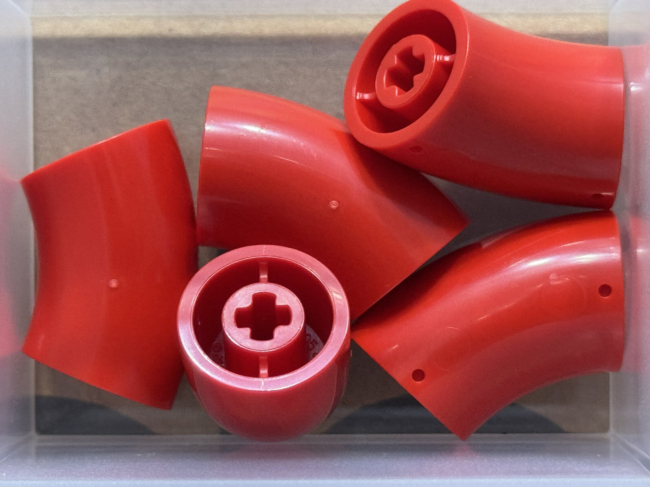 LEGO Parts - Red Brick, Round 2 x 2 D. 45 degrees Elbow - No 65473 - QTY 5