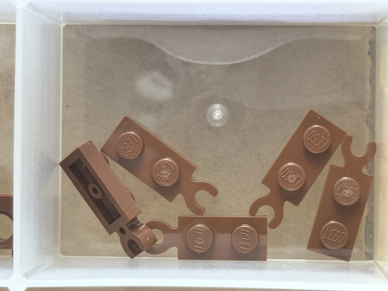LEGO Parts - Reddish Brown Plate 1 x 2 with Clip on End - No 78256 - QTY 5