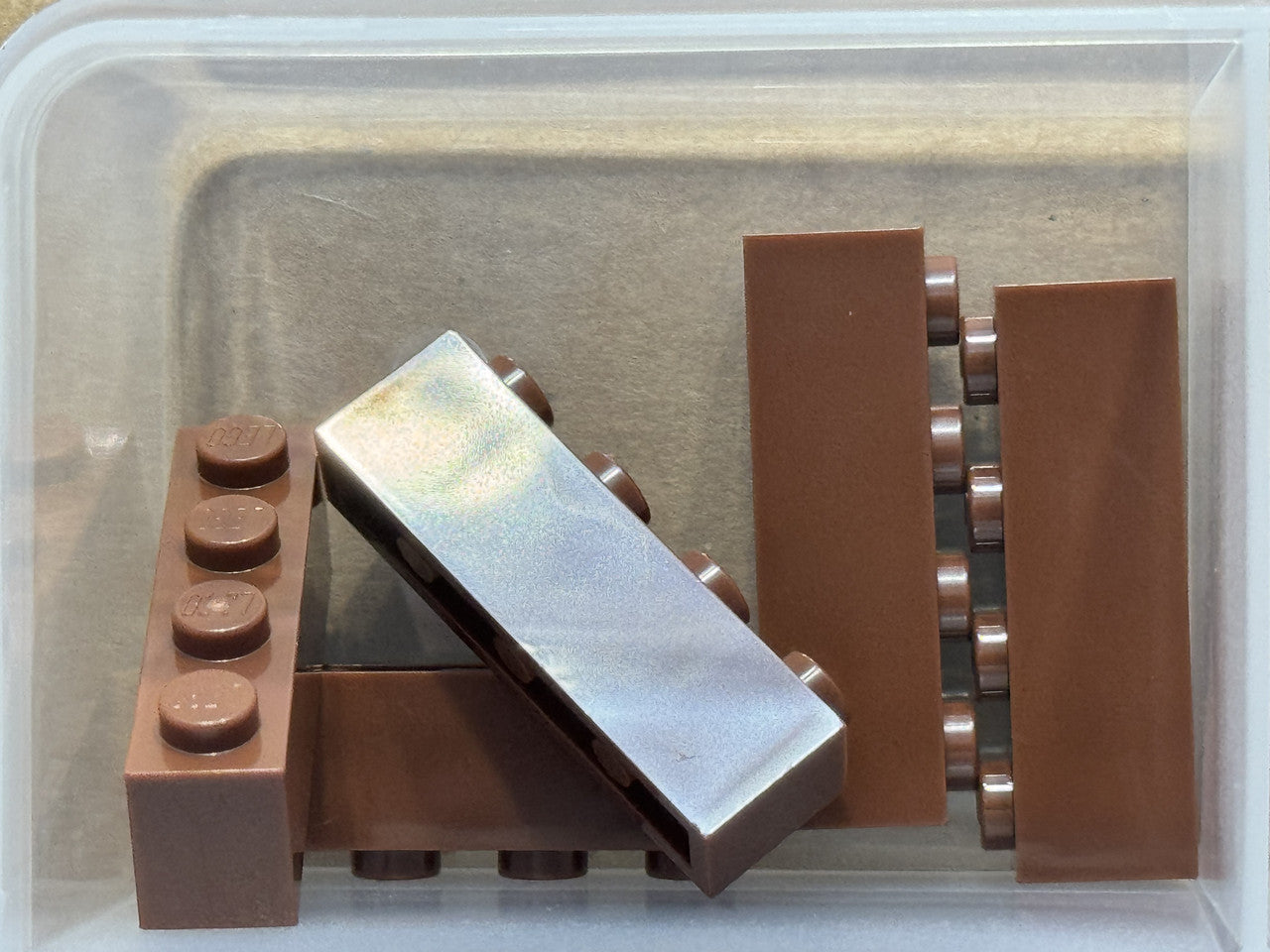 LEGO Parts - Reddish Brown Brick 1 x 4 - No 3010 - QTY 5